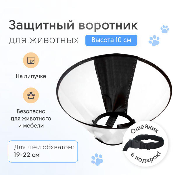 Воротник защитный ветеринарный для собак и кошек № 2, высота 10 см на ...