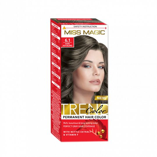 MISS MAGIC Краска для волос Trend Color, тон 6.1 Темно-русый пепельный ...