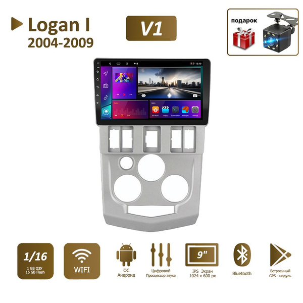 Штатная магнитола 1+16Гб для Рено Логан/Renault Logan I 2004-2009 2 din ...