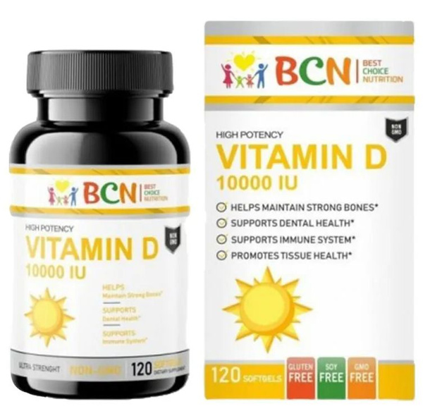 Витамин Д-3 10000 МЕ BCN Best Choice Nutrition 120 капсул Антиоксидант ...