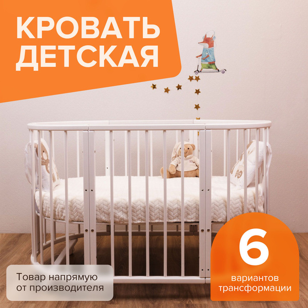 Кроватка трансформер для новорожденных 6 в 1 Merry Happy Mini слоновая ...