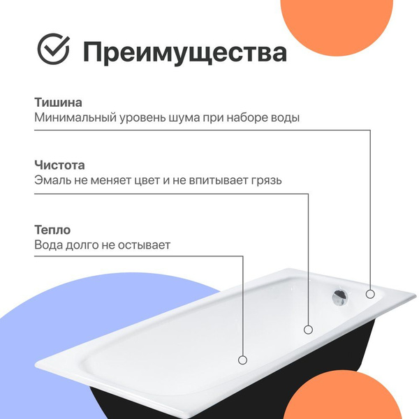 Чугунная ванна DIWO Анапа 170x70, прямоугольная, на ножках - купить по ...