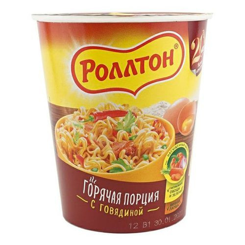 Лапша Роллтон с говядиной быстрого приготовления в стакане 70 г ...