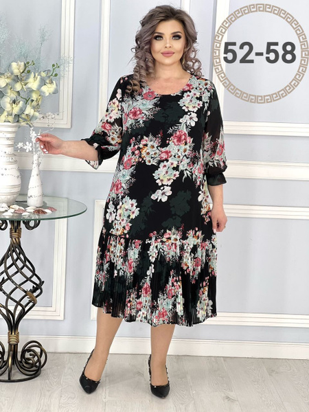 Платье женское с цветами Fashion 54 размера, Женский, Демисезон, размер ...