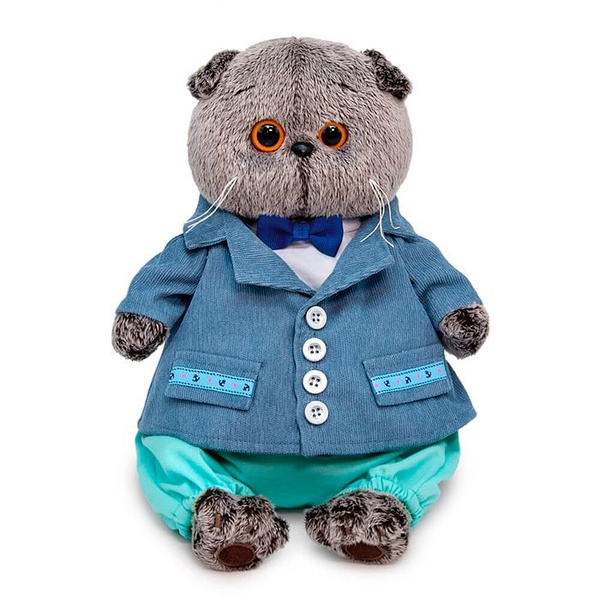 Кот игрушечный мягкий Basik&Сo Басик в голубом пиджаке (Ks25-197 ...