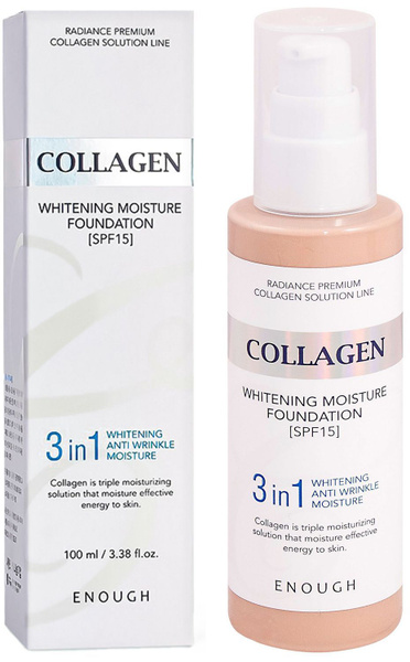 ENOUGH Тональный крем для лица осветляющий с коллагеном 3 в 1 Collagen ...