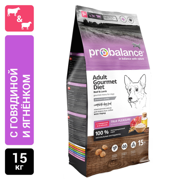 Корм сухой для собак с говядиной и ягненком Probalance Adult Gourmet ...