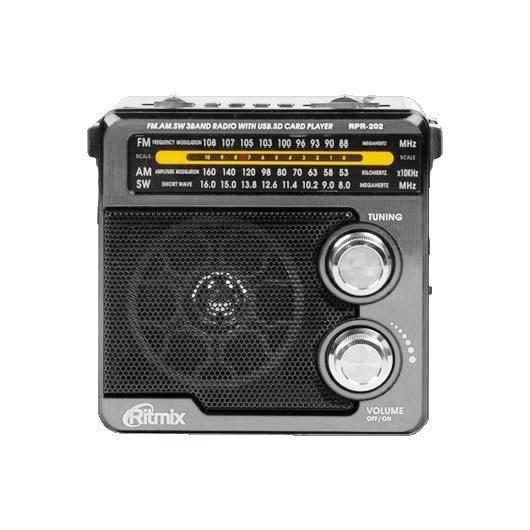 Радиоприемник Ritmix RPR-202 Black, диапазоны FM, СВ*AM, КВ*SW, usb, SD ...