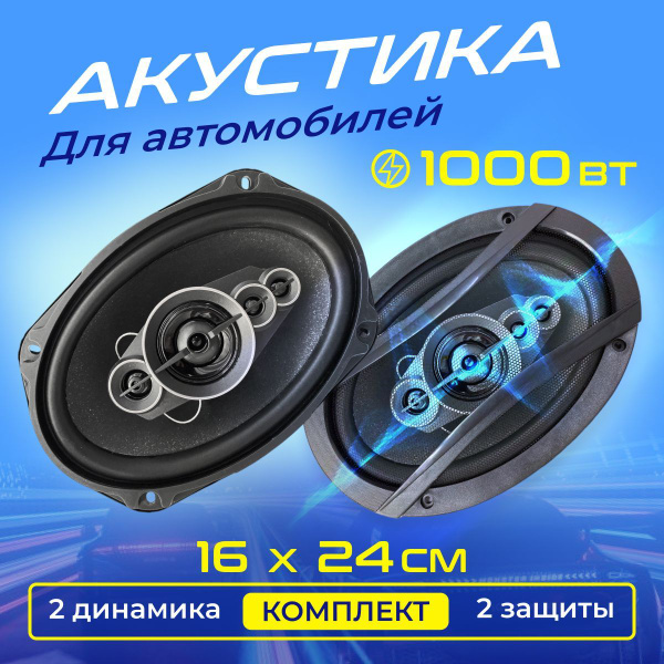 Динамики автомобильные, коаксиальная акустика 3-х полосная, 1000 Вт ...