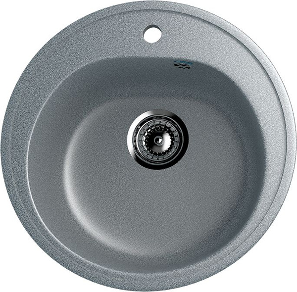 Мойка кухонная Ulgran U-101 -309 50x50, круглая, серая, матовая ...