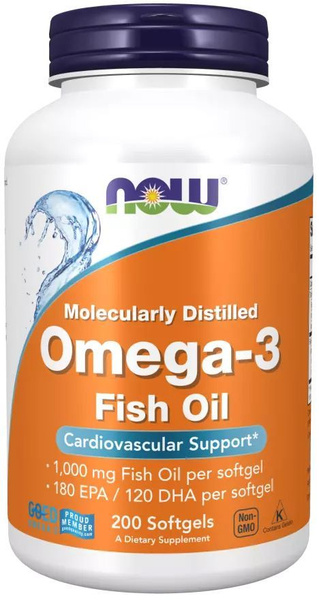 NOW Омега - 3, 1000 мг, 180 ЭПК / 120 ДГК, Omega - 3, 180 EPA / 120 DHA ...
