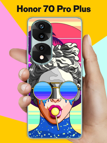 Силиконовый чехол на Honor 70 Pro Plus Очки / для Хонор 70 Про Плюс ...