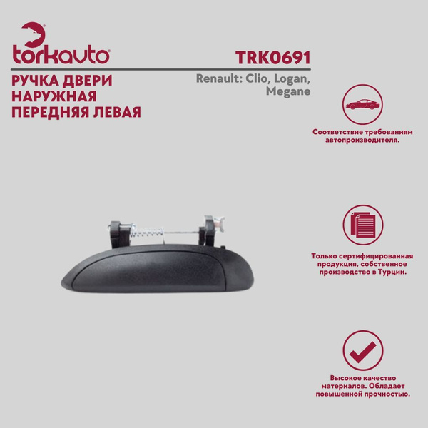 Ручка двери наружная передняя левая Tork Avto Renault Clio, Logan ...