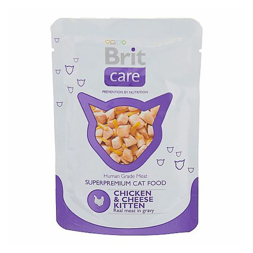 Brit Care Chicken & Cheese / Паучи Брит для Котят Курица и сыр, 80г x ...