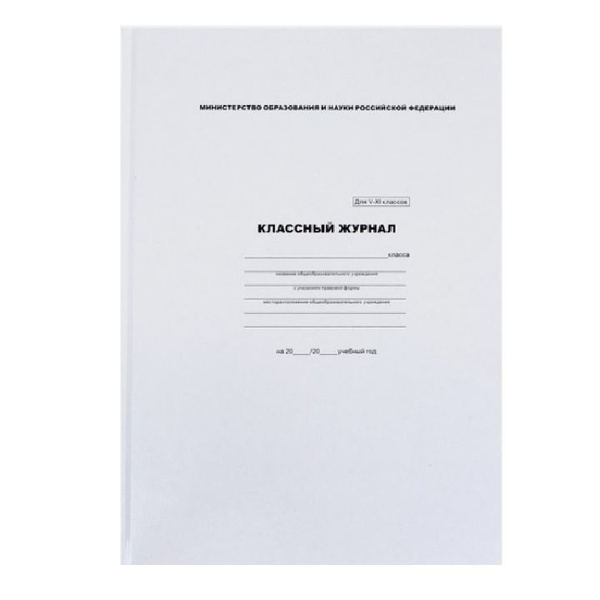 Классный журнал для 5-11 классов А4, 96 листов, твёрдая обложка, белый ...