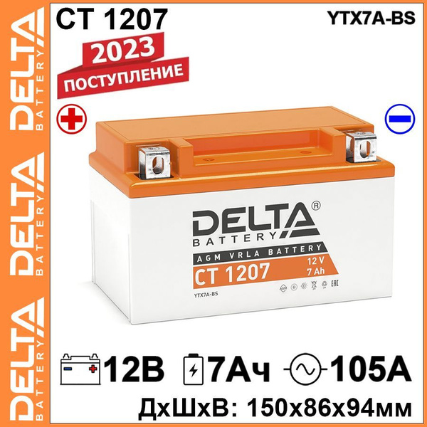 Аккумулятор для мототехники Delta Battery CT 1207 купить по выгодной ...