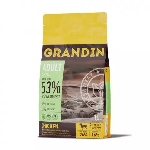 Сухой корм Grandin с курицей для взрослых собак мелких пород 1,5 кг ...