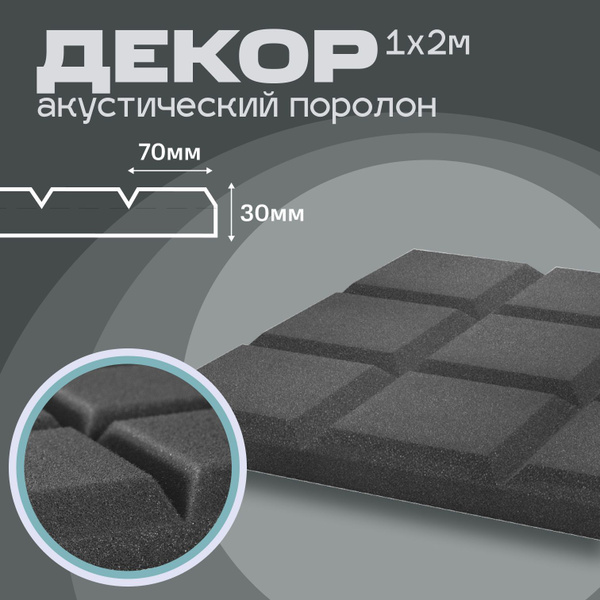 Поролон акустический 30x2000x1000 мм, темно-серый, ППУ SPG2236 по ...