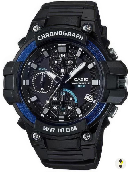 Casio Orologio Uomo MCW-110H-2A2VCF - Analogico, 100m Impermeabile, Cronometro, Cinturino In Resina Blu, Quotidiano - 2