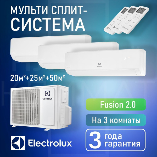 Инверторная мульти сплит-система Electrolux Fusion 2.0 на 3 комнаты (20 ...