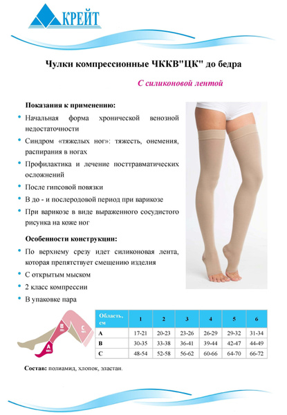 Чулки компрессионные Центр Компресс кремовый, 2 класс компрессии, 2 шт ...
