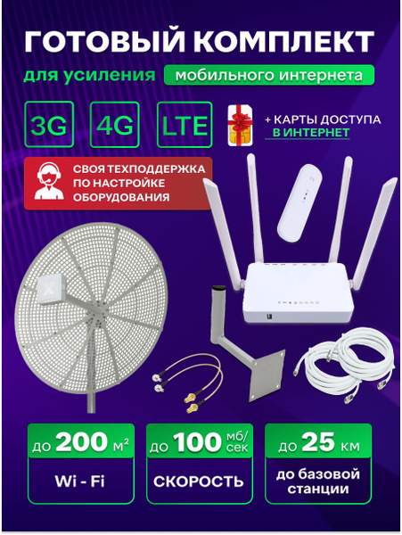 Усилитель интернета. Готовый интернет на дачу комплект с мощной 4G ...
