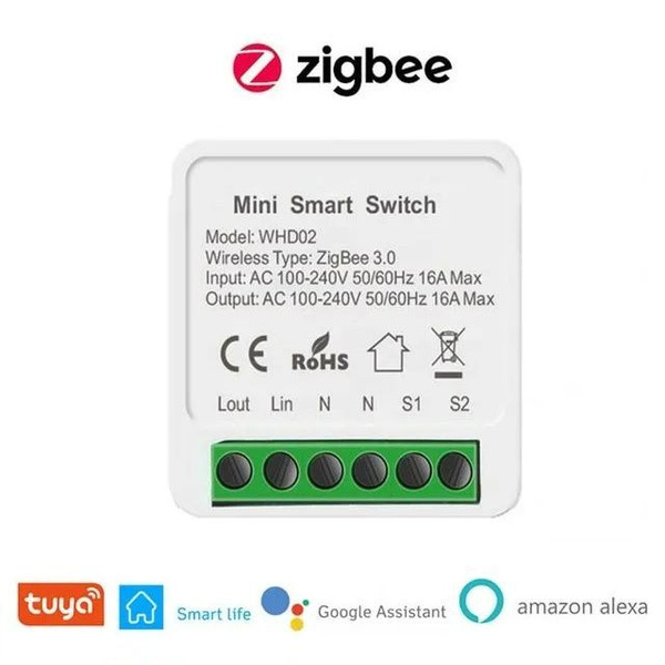 Умное реле контроллер Tuya Zigbee 16А для умного дома с Яндекс Алисой ...