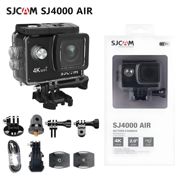 Экшн камера SJ4000 Air, Черный с креплением, цифровым стабилизатором ...