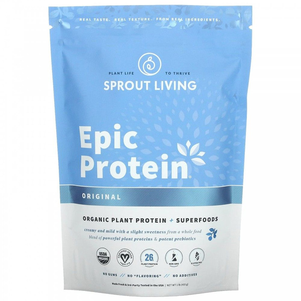 Sprout Living, Epic Protein, органический растительный протеин и ...