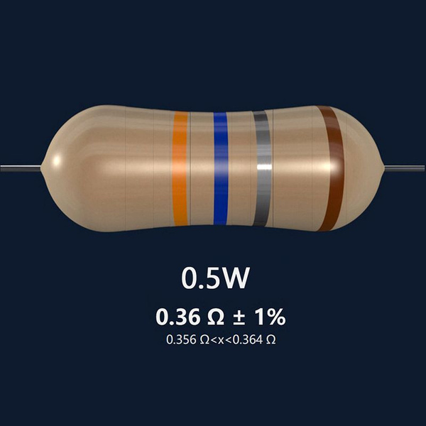 Металлопленочный резистор, номинал сопротивления 0.36 Ом, точность 1% ...