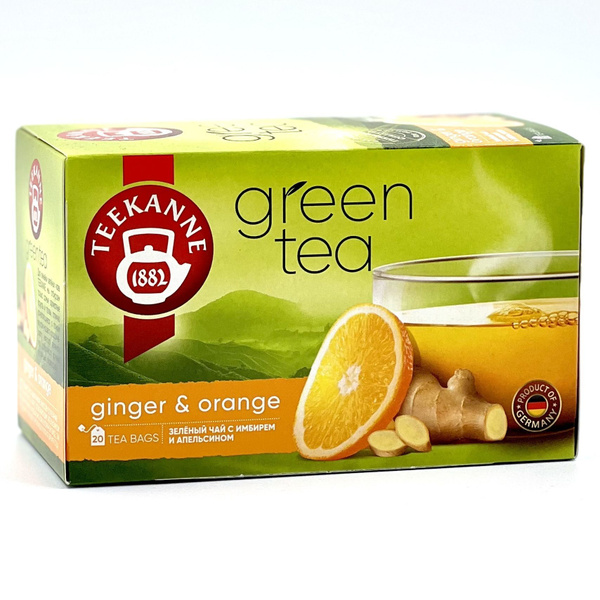 Чай зеленый Teekanne Ginger-Orange с имбирём и апельсином, 20 пакетиков ...