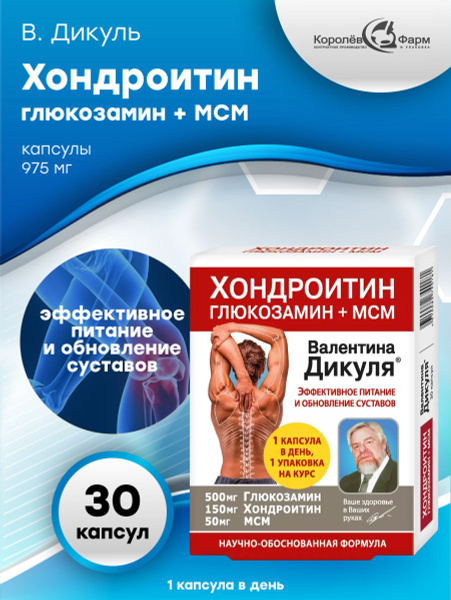 Хондроитин Глюкозамин + МСМ В.Дикуль капсулы 975 мг. 30 шт./упак ...