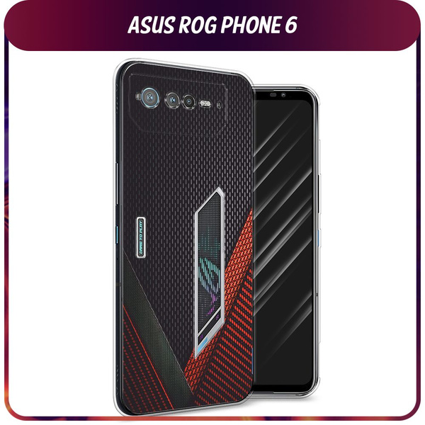 Силиконовый чехол на Asus ROG Phone 6 / Асус Рог Фон 6 "Красный карбон ...