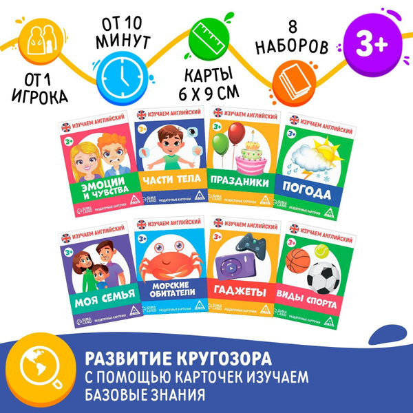 Раздаточные карточки "Изучаем английский". Набор 8 штук. - купить с ...
