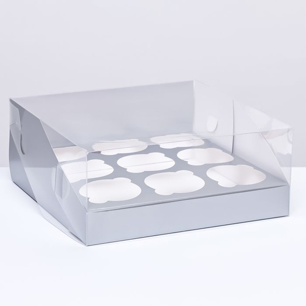 Кондитерская складная коробка для 9 капкейков 23,5 х 23,5 х 10 ...