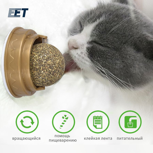 Кошачья мята / Шарик с кошачьей мятой на стену / Лакомство для кошек ...