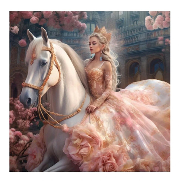 Алмазная мозаика "принцесса и лошадь" Алмазная вышивка / картина ...