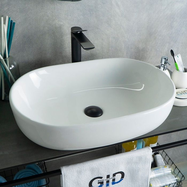 Раковина GID N9026a_2x60 см, белый, черный матовый купить по доступной ...