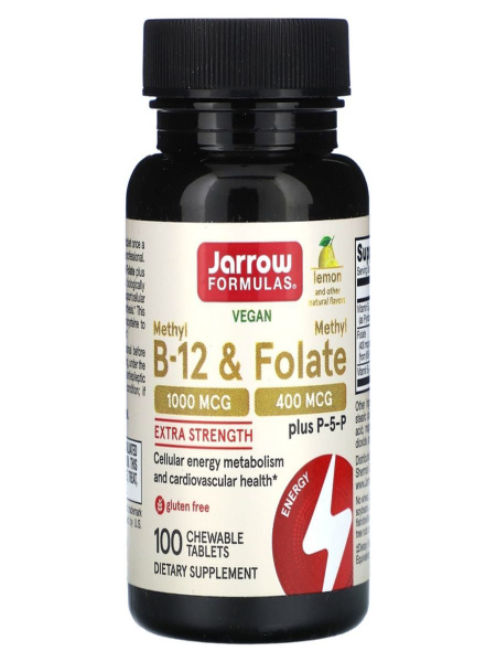 Метил B12 и метилфолат лимон 100 жевательных таблеток B-12 и B-9 Methyl ...