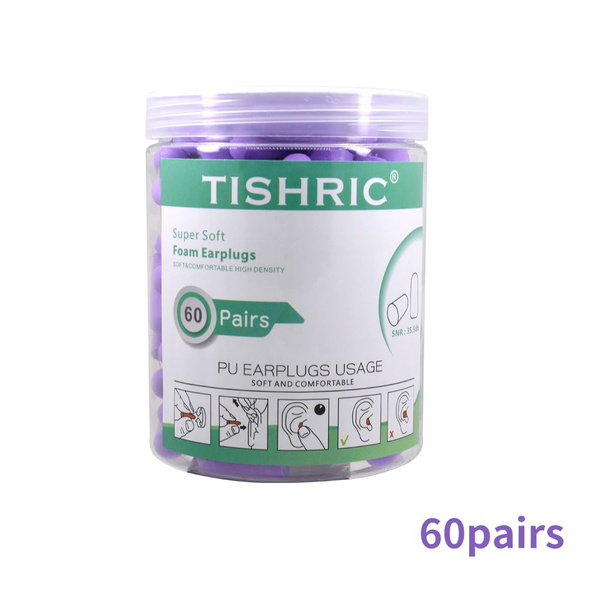 TISHRIC 60 шт. 30 пар, шумопоглощающие затычки для сна, мягкие губчатые ...