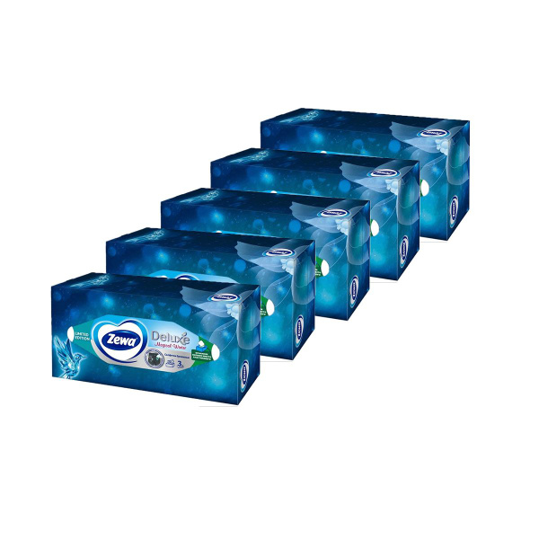 Zewa Салфетки бумажные косметические Deluxe Дизайн, 5 пачек - купить с ...