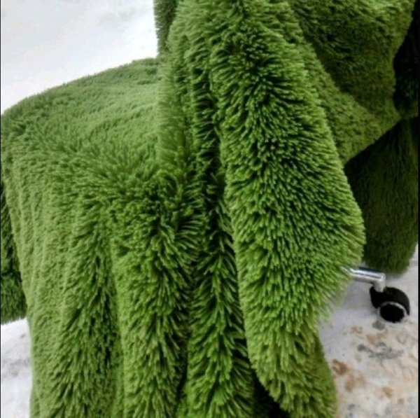 Плед 220*240, Травка двусторонний с длинным пушистым ворсом, для дивана ...