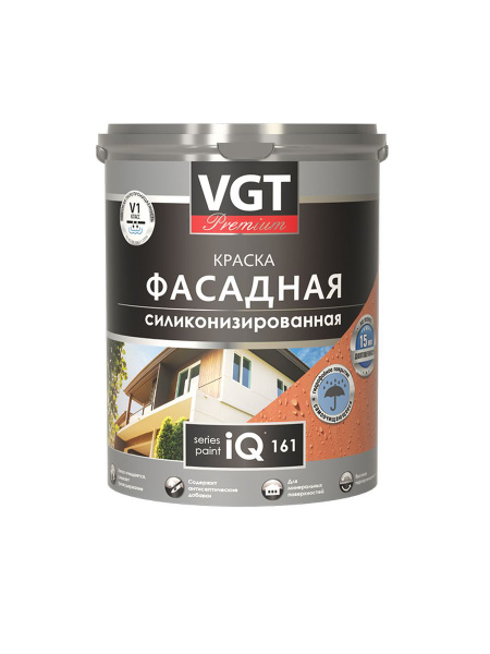 Краска VGT фасадная силиконизированная Гладкая, Стирол-акриловая ...