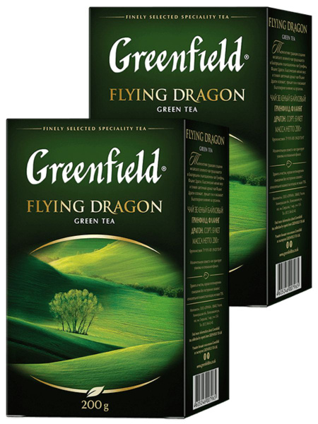 Чай зеленый листовой Greenfield Флаин Драгон, 200 грамм 2 шт - купить с ...