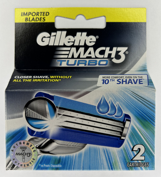 Сменные лезвия для бритья Gillette Mach 3 Turbo EuroPack (2 кассеты ...