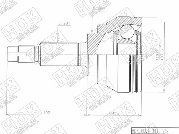 Шрус (Спереди/ Наруж) Nissan Murano 02-08 / Presage 03-09