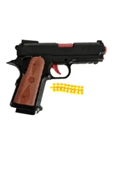 Перед вами Игрушечный пистолет с пульками. В комплекте пистолет, три вида пуль, один вид резиновые, один  ...