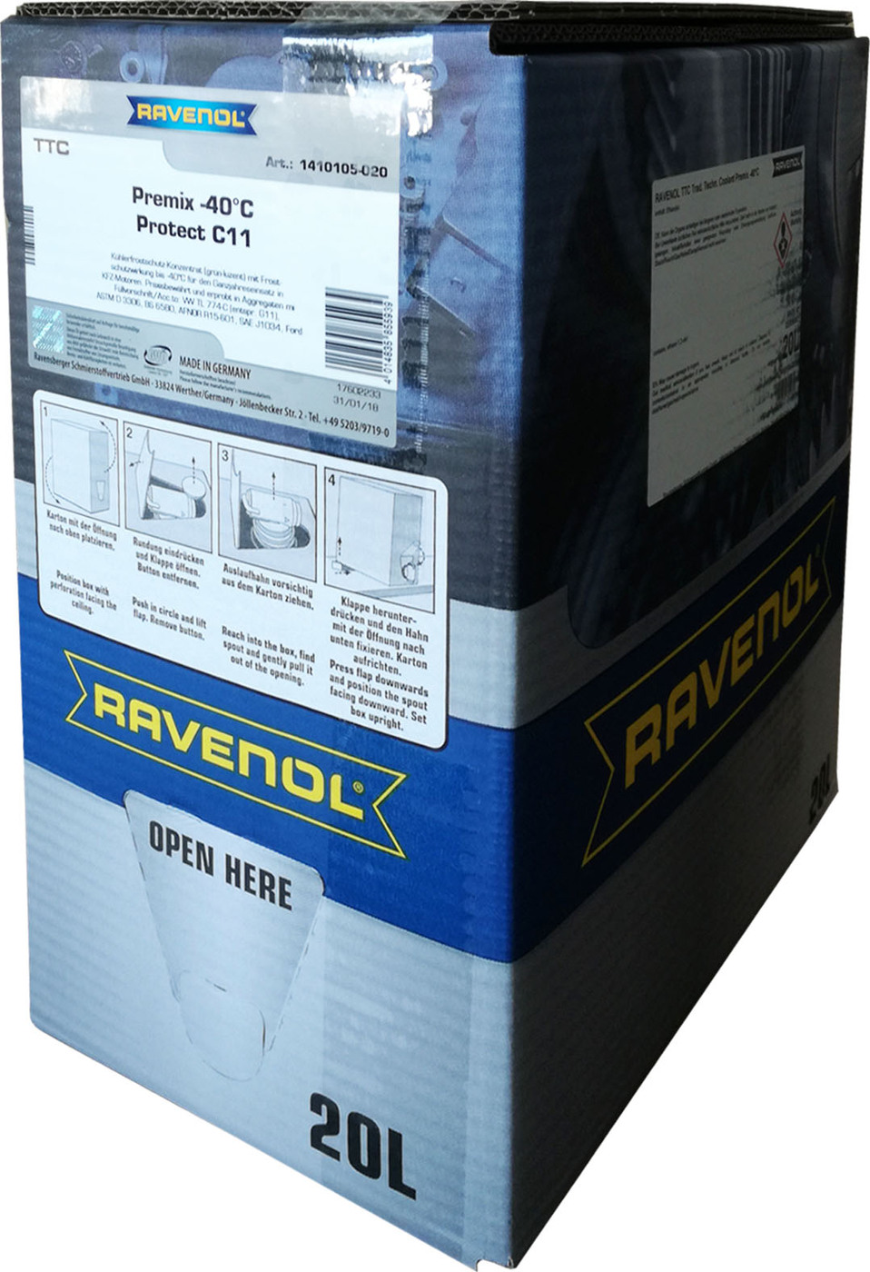 фото Антифриз готовый к прим. жёлтый RAVENOL TTC Traditional Technology Coolant Premix (20л) ecobox