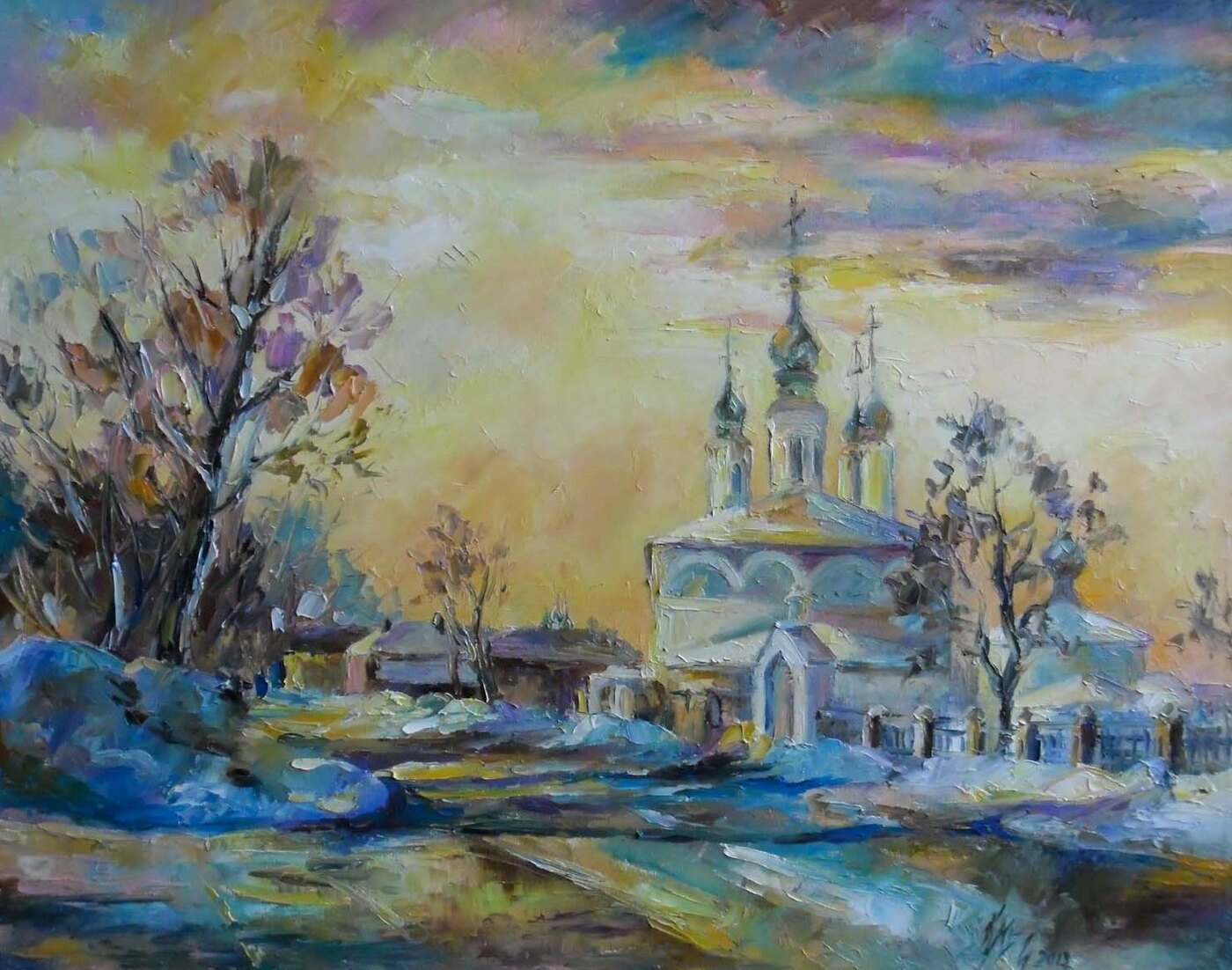 Пейзаж Туринск Церковь маслом на холсте