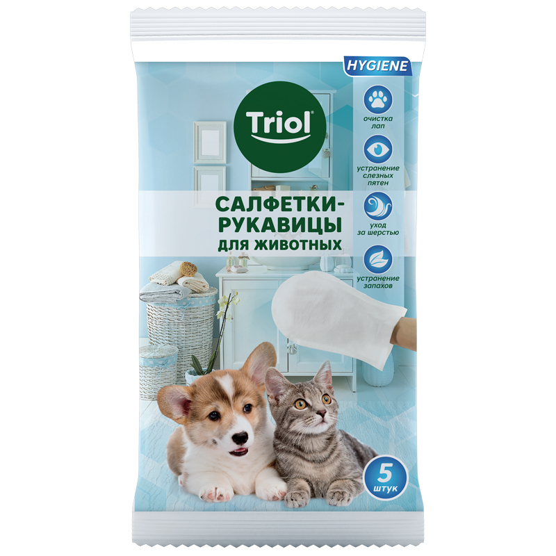 Характеристики Влажные салфетки-рукавицы для животных, (5 шт ...